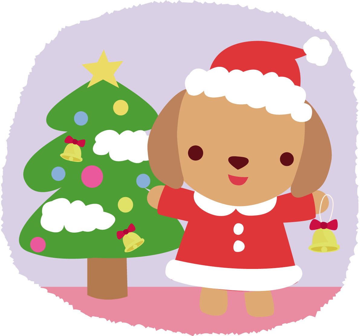 ダックスフンド(犬)サンタクロースのクリスマスかわいい動物無料イラスト81161に写真・文字を入れる