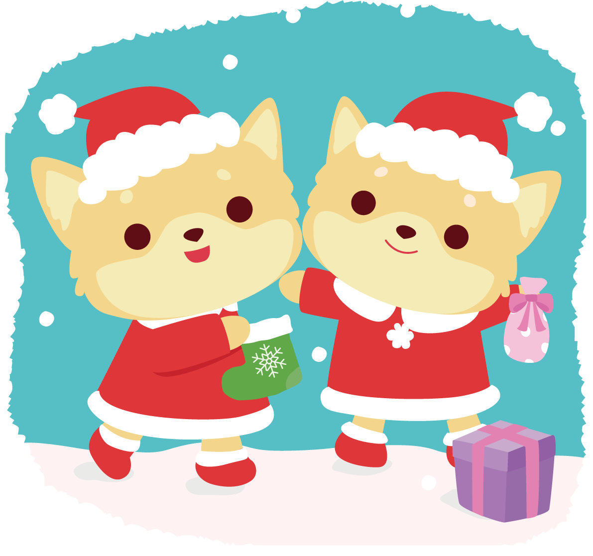 チワワ(犬)サンタクロースのクリスマスかわいい動物無料イラスト81162に写真・文字を入れる
