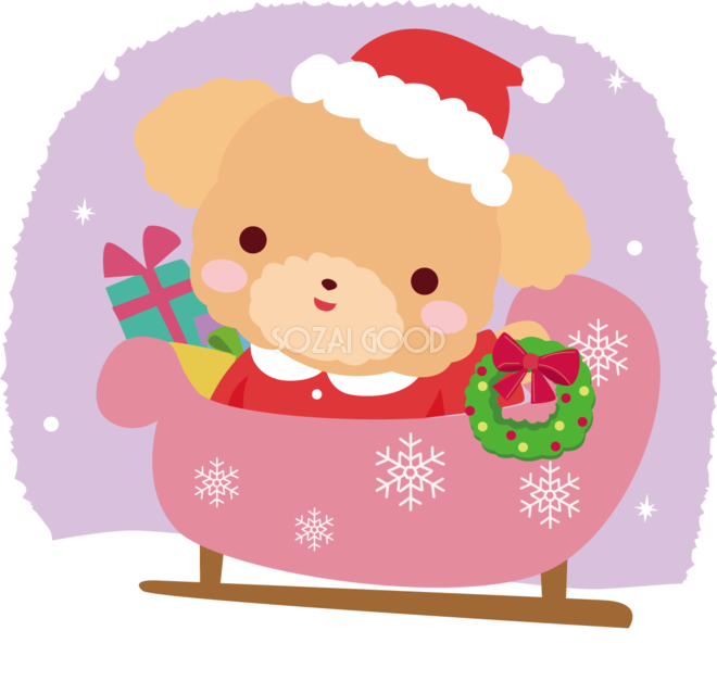 トイプードル 犬 サンタクロースのクリスマスかわいい動物無料イラスト 素材good