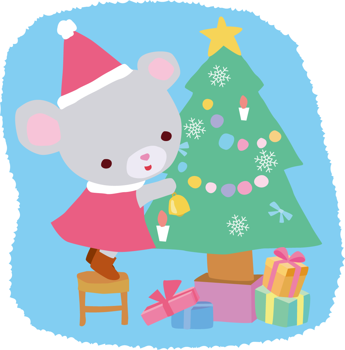 ねずみ サンタクロースのクリスマスかわいい動物無料イラスト81165に写真・文字を入れる