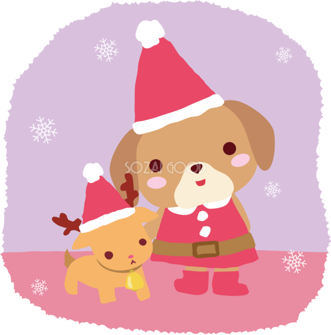 ビーグル(犬)サンタクロースのクリスマスかわいい動物無料イラスト81169 素材Good