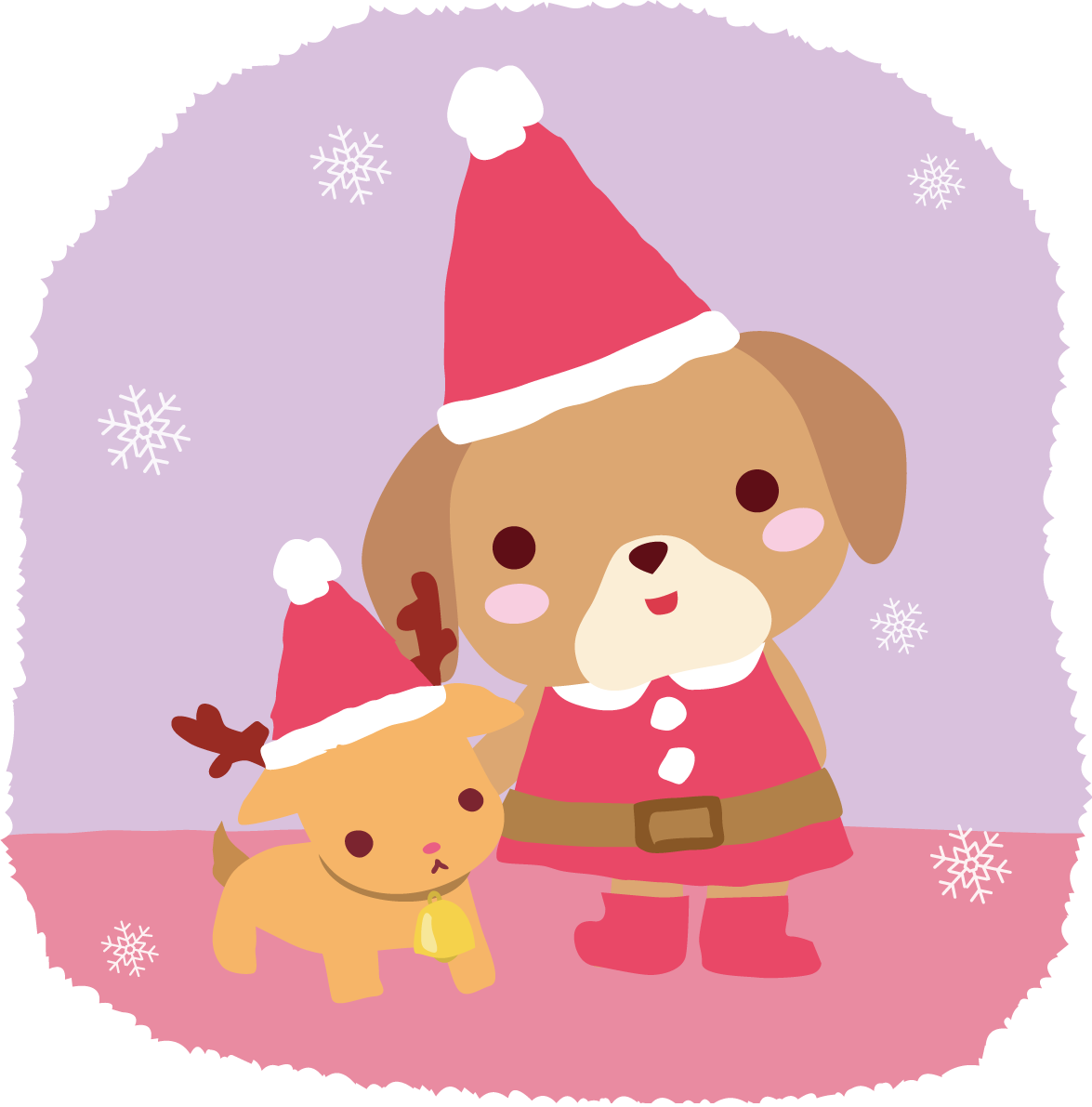 ビーグル(犬)サンタクロースのクリスマスかわいい動物無料イラスト81169に写真・文字を入れる
