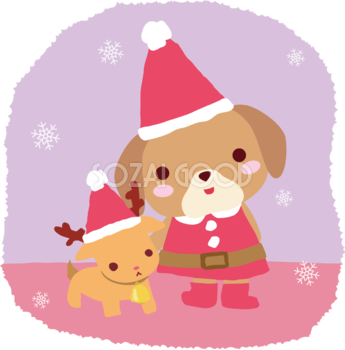 ビーグル(犬)サンタクロースのクリスマスかわいい動物無料イラスト81169