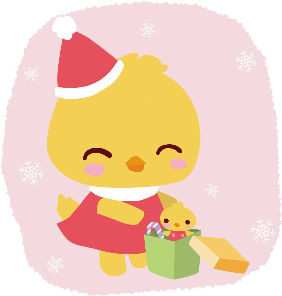ひよこ サンタクロースのクリスマスかわいい動物無料イラスト81170に写真・文字を入れる