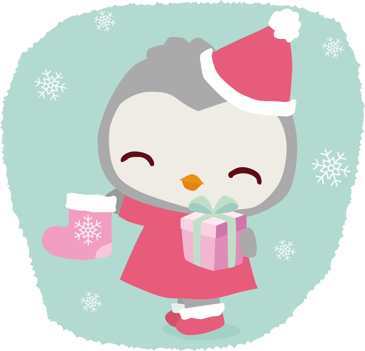 ペンギン サンタクロースのクリスマスかわいい動物無料イラスト81172に写真・文字を入れる