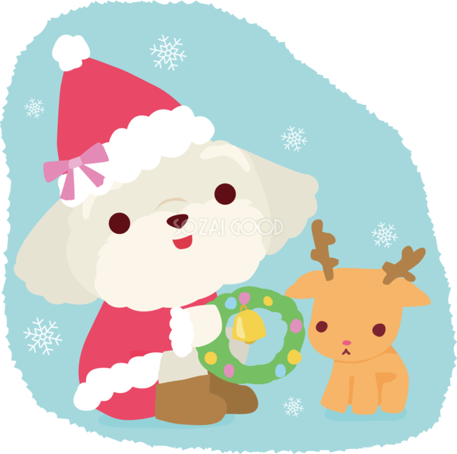 マルチーズ 犬 サンタクロースのクリスマスかわいい動物無料イラスト81175 素材good