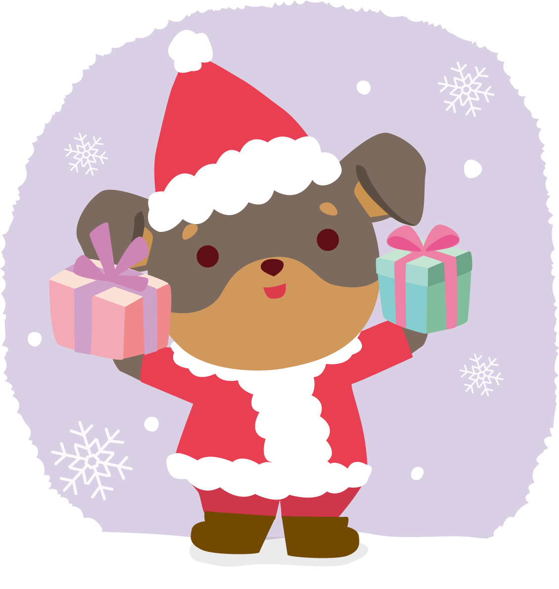 ミニチュア・ピンシャー(犬)サンタクロースのクリスマスかわいい動物無料イラスト81177に写真・文字を入れる