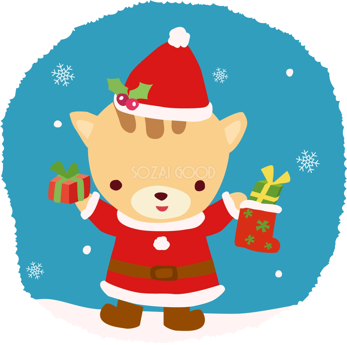 リス サンタクロースのクリスマスかわいいイラスト81180