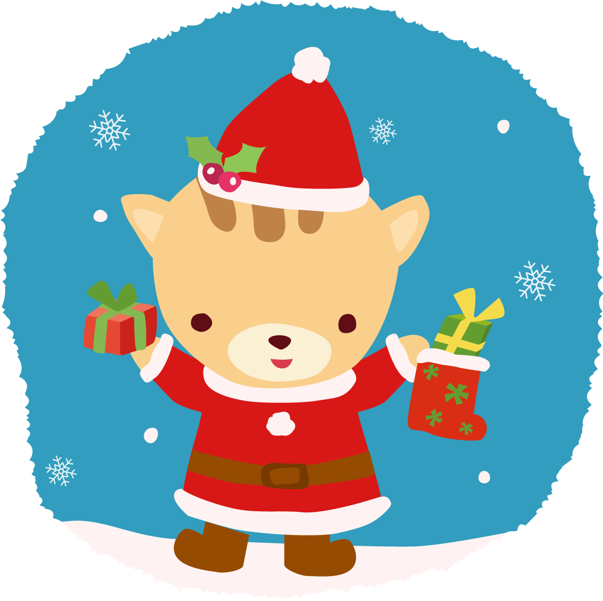 リス サンタクロースのクリスマスかわいいイラスト81180に写真・文字を入れる