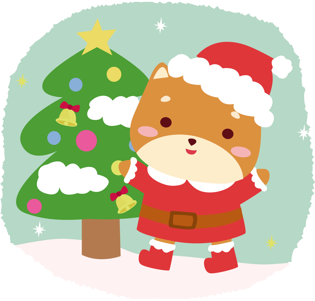 柴犬 サンタクロースのクリスマス無料イラスト81184に写真・文字を入れる