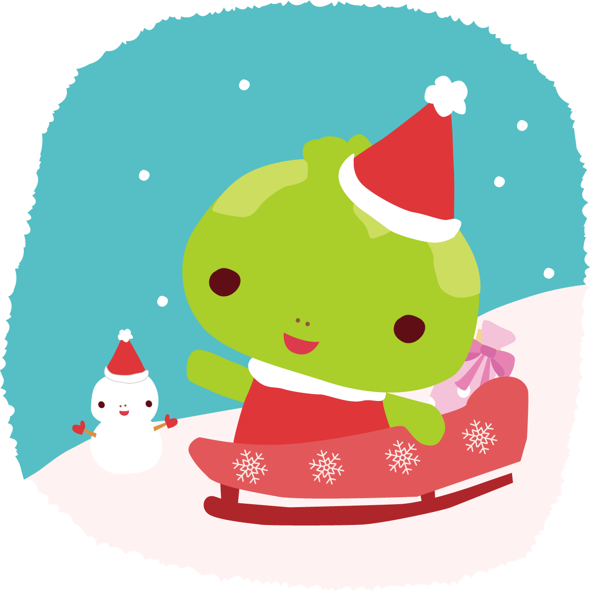 蛇 サンタクロースのクリスマスかわいい動物無料イラスト81185に写真・文字を入れる