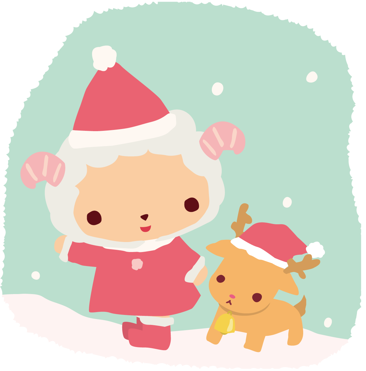 羊 サンタクロースのクリスマスかわいい動物無料イラスト81190に写真・文字を入れる