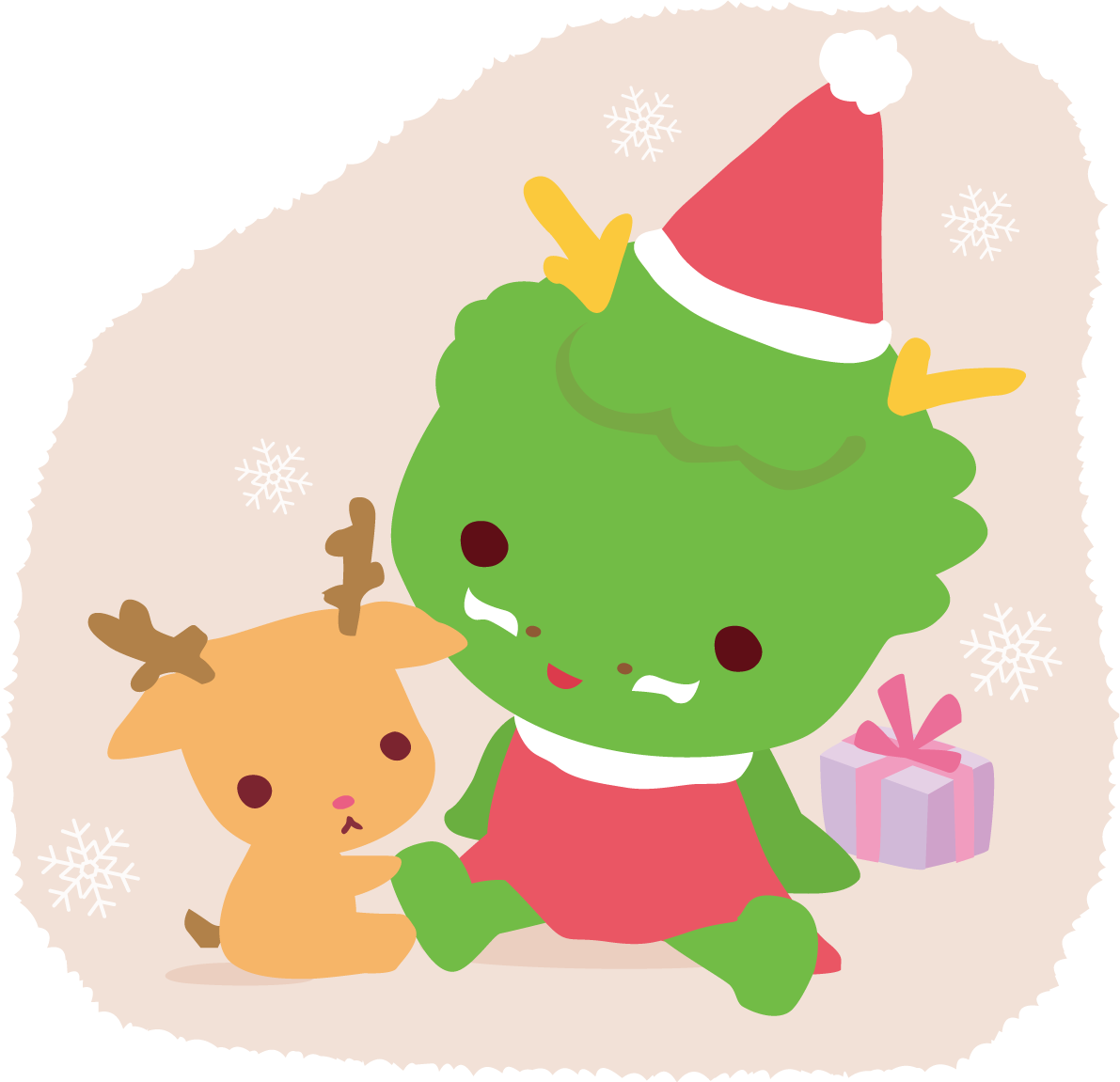 龍 サンタクロースのクリスマスかわいい動物無料イラスト81191に写真・文字を入れる