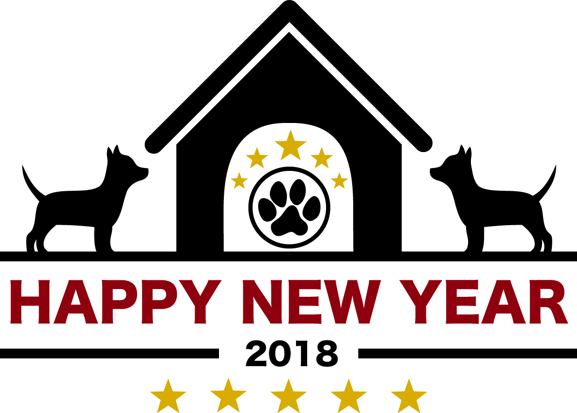 二匹の犬の家の飾り枠 おしゃれかわいい2018戌年文字いり無料イラスト81224に写真・文字を入れる