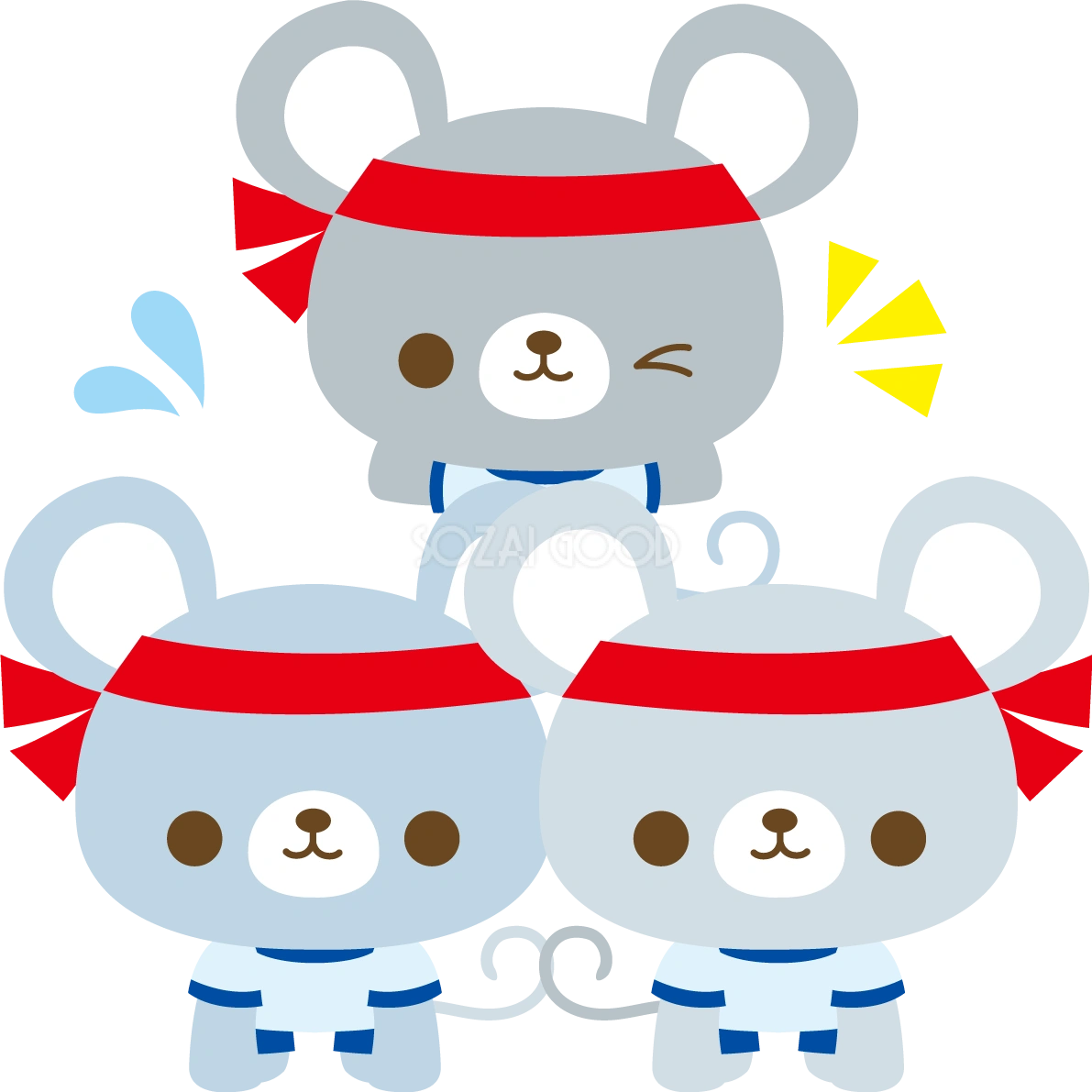 ネズミの体育祭(組み体操)動物無料イラスト81240