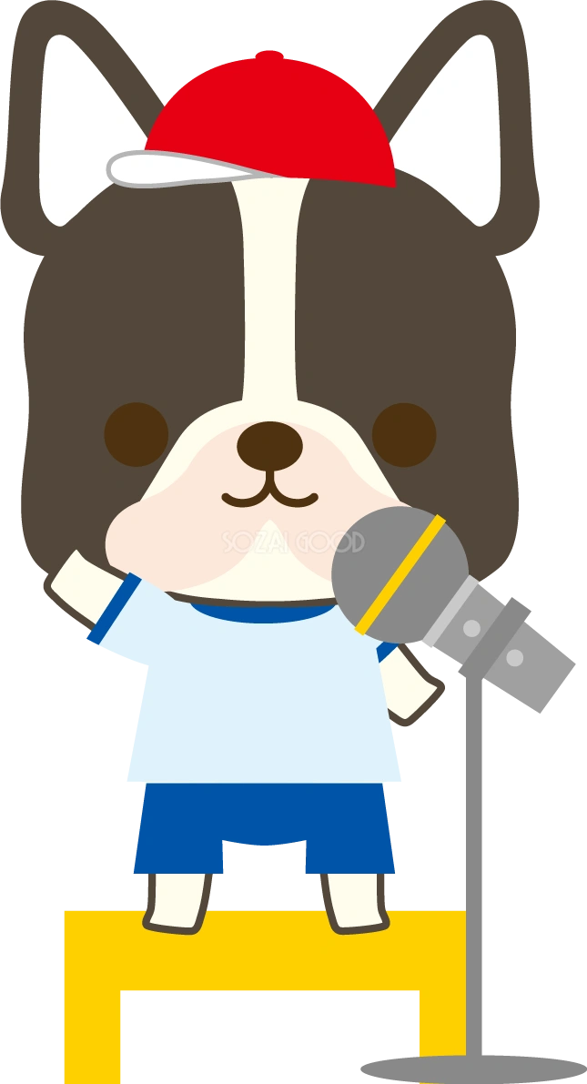 フレンチブルドッグ(犬)の体育祭(選手宣誓)動物無料イラスト81246