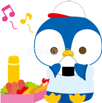 ペンギンの体育祭(お弁当を食べる)動物無料イラスト81247