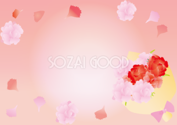 カーネーション(おしゃれ)(花束桃色)花のフレーム 背景の無料イラスト81267
