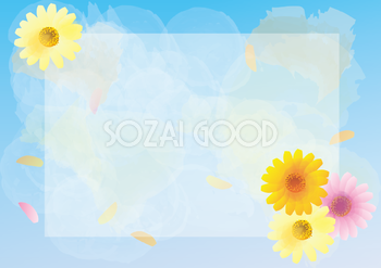 ガーベラ(シンプル) 青空 花のフレーム 背景の無料イラスト81274