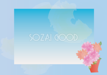 ダリア(シンプル)(窓辺 紫と青)花のフレーム 背景の無料イラスト81294