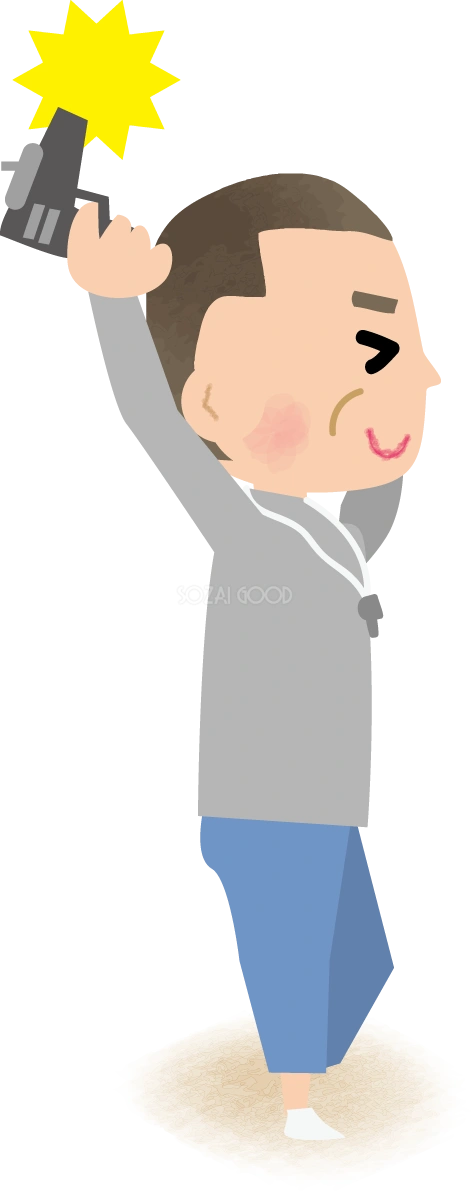スターターピストルをうつ先生の運動会無料イラスト81349