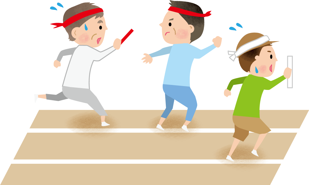 運動会で保護者(親)がリレーをしている無料イラスト81355に写真・文字を入れる