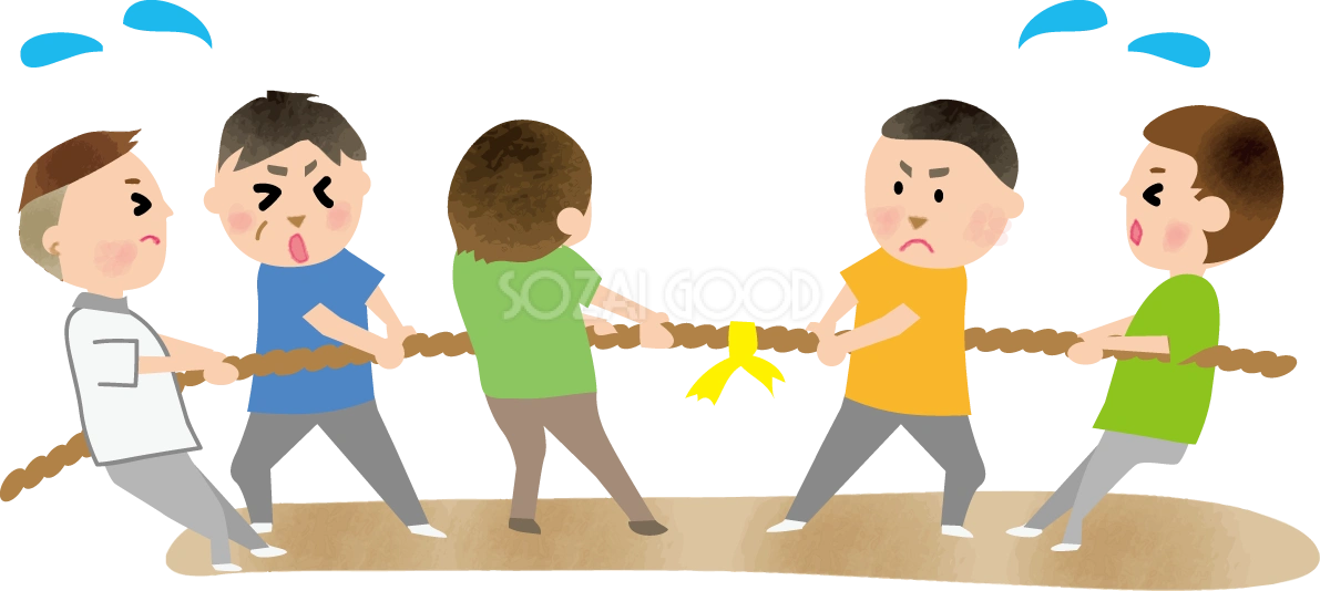 運動会で保護者(親)が綱引きしている無料イラスト81356