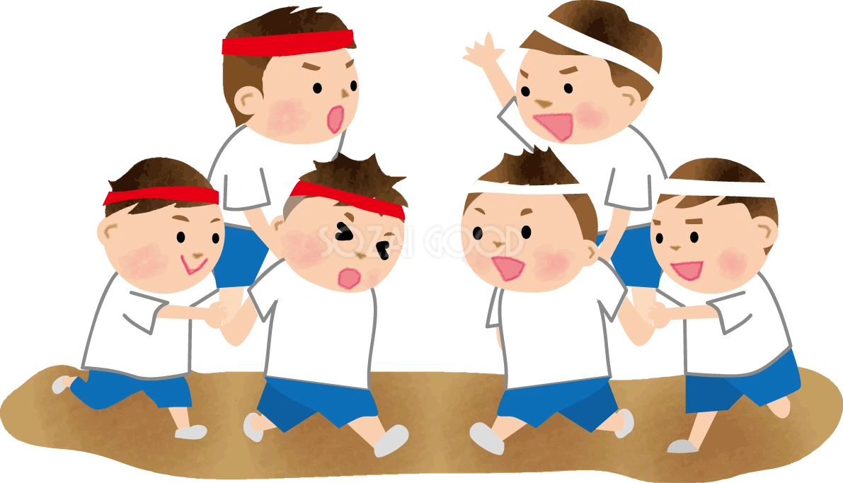 騎馬戦 子供の運動会無料イラスト81364