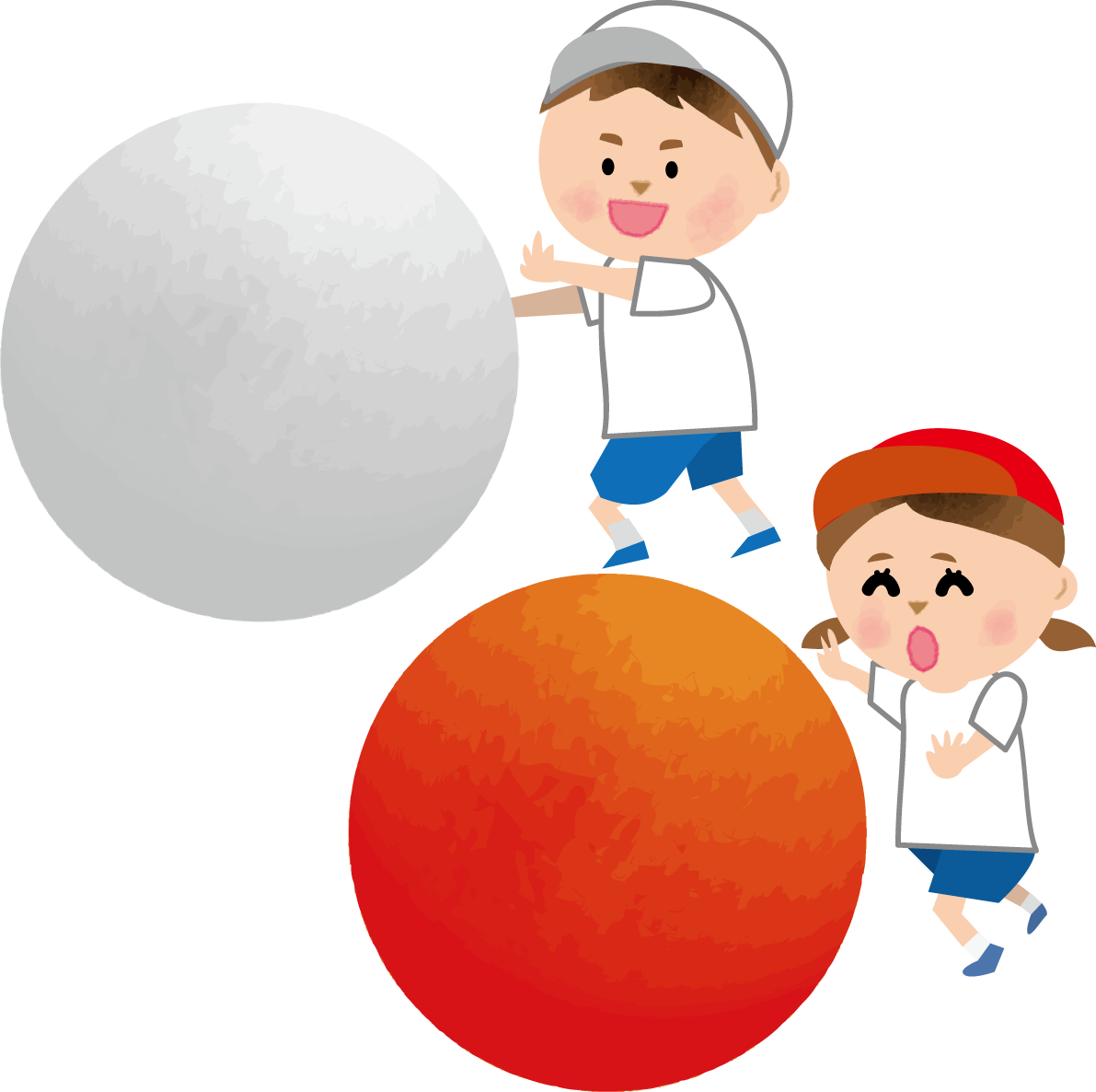 大玉を転がす 子供の運動会無料イラスト81393に写真・文字を入れる