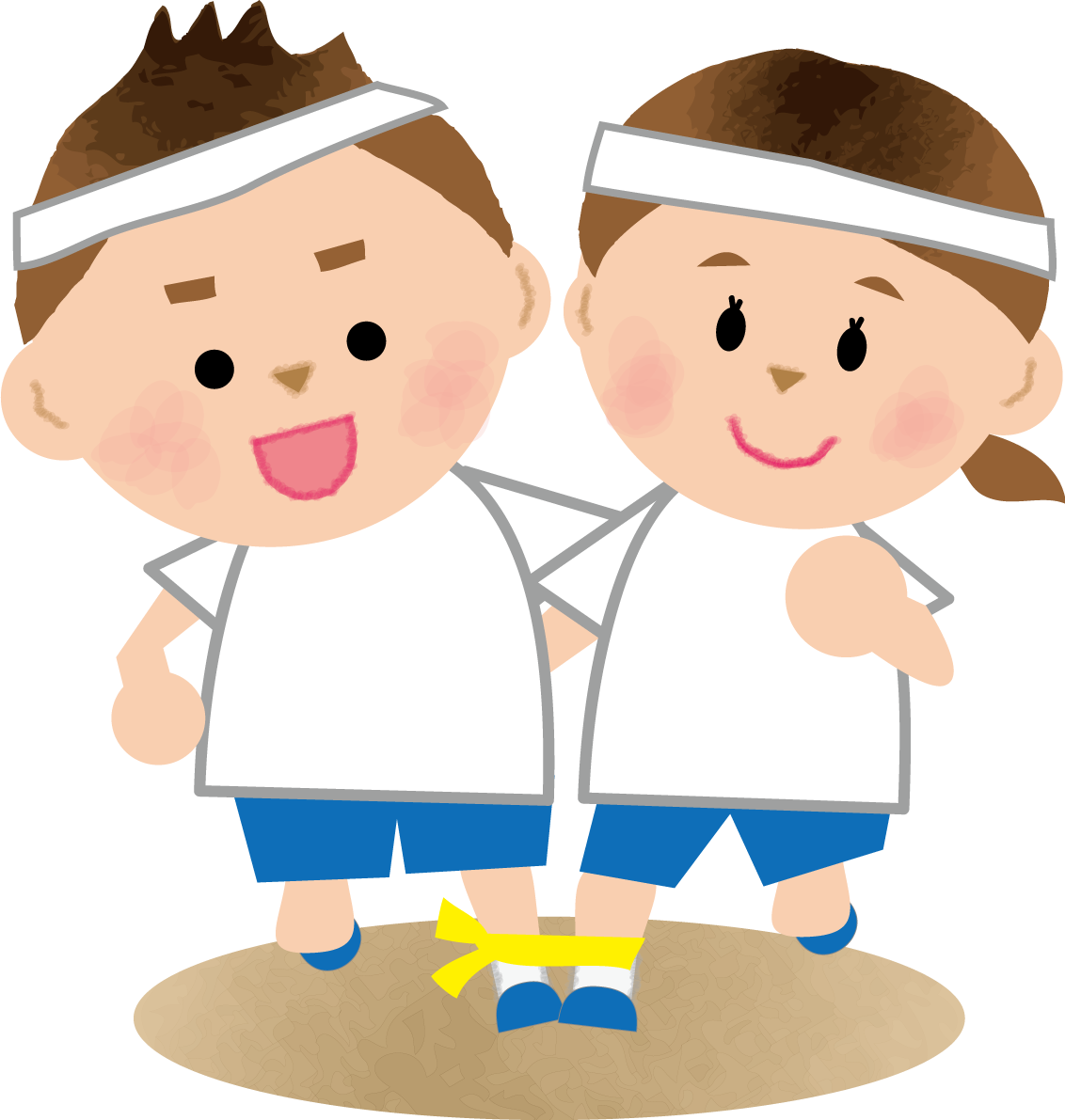 二人三脚 子供の運動会無料イラスト81395に写真・文字を入れる