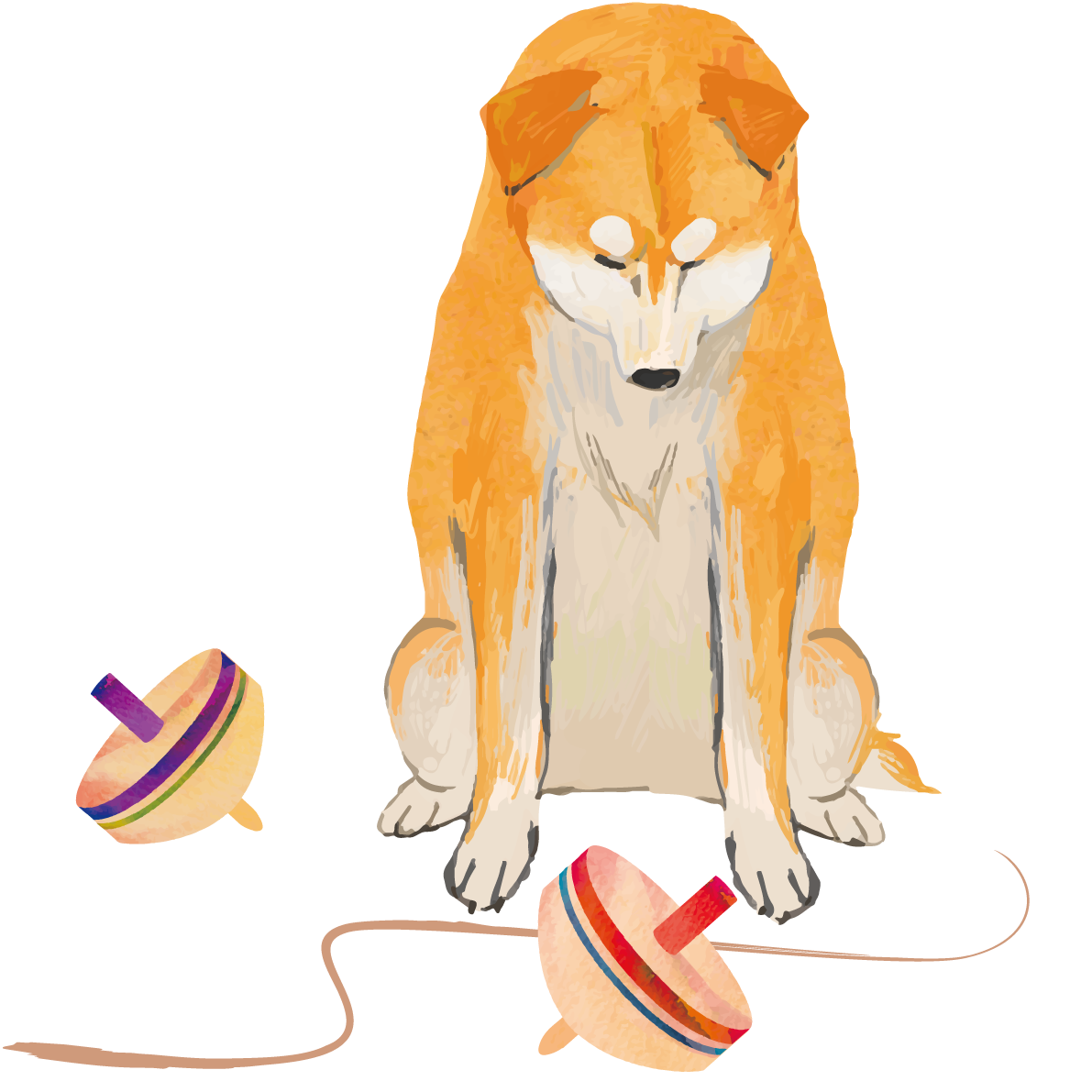 (駒まわしと柴犬)戌年2018干支無料イラスト81422に写真・文字を入れる