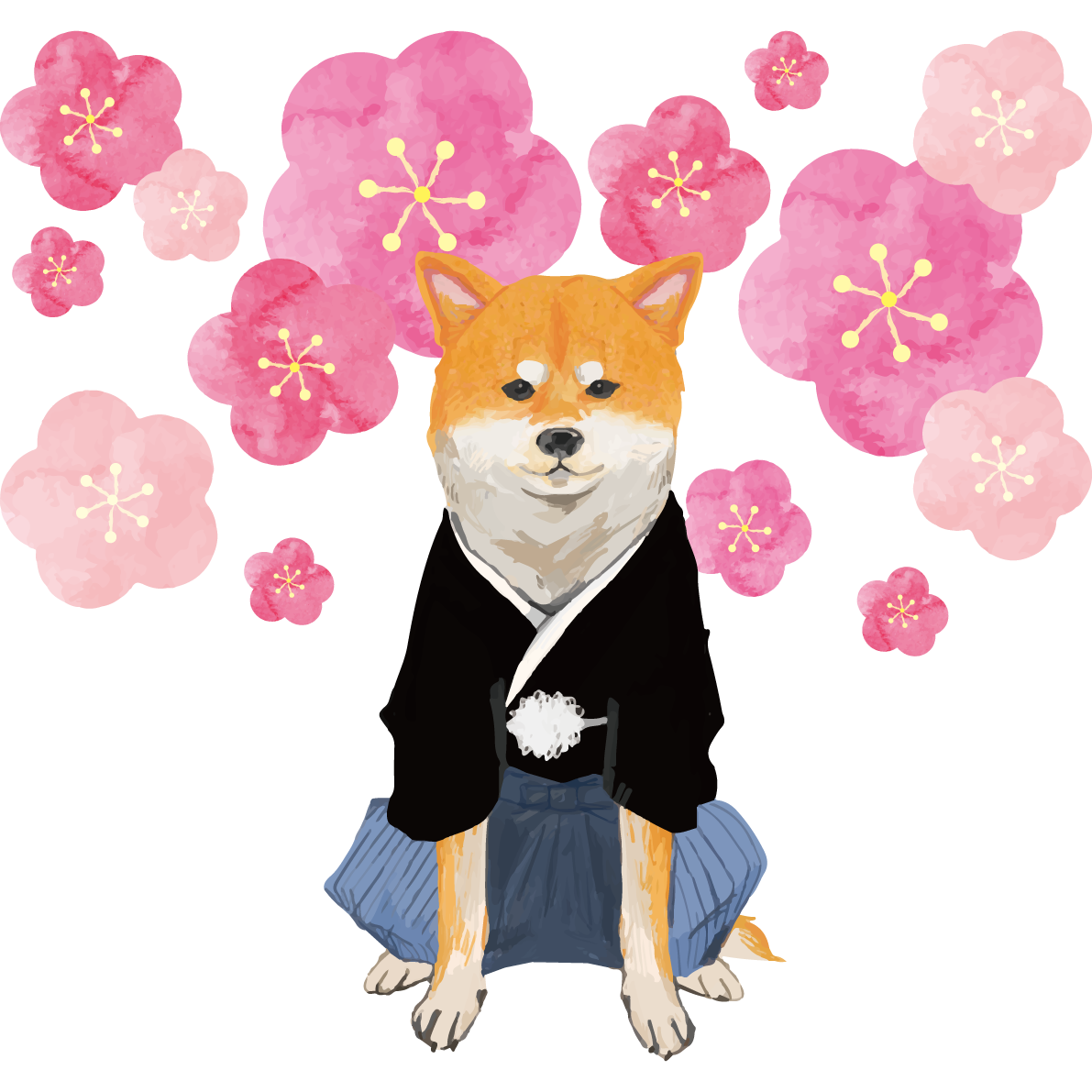 (柴犬お正月の正装男の子)戌年2018干支無料イラスト81426に写真・文字を入れる