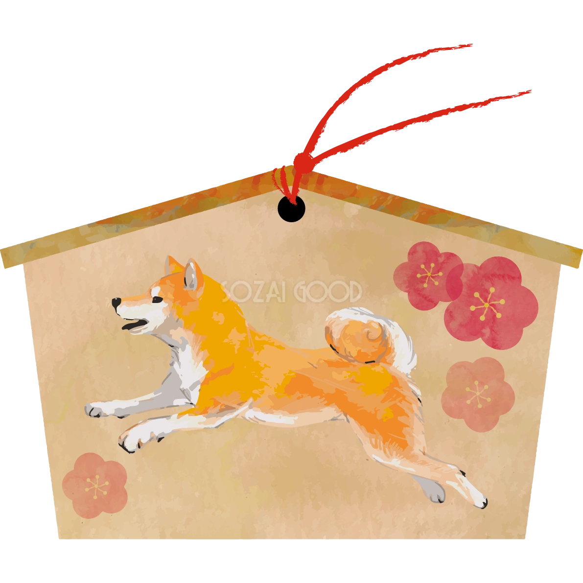 (柴犬絵馬)戌年2018干支無料イラスト81428