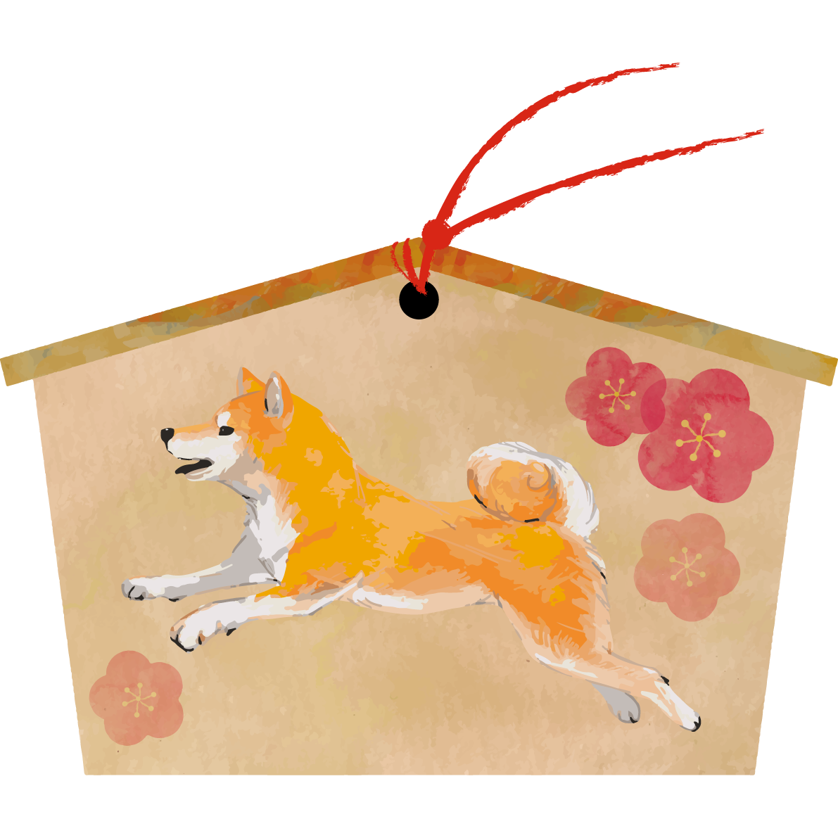 (柴犬絵馬)戌年2018干支無料イラスト81428に写真・文字を入れる