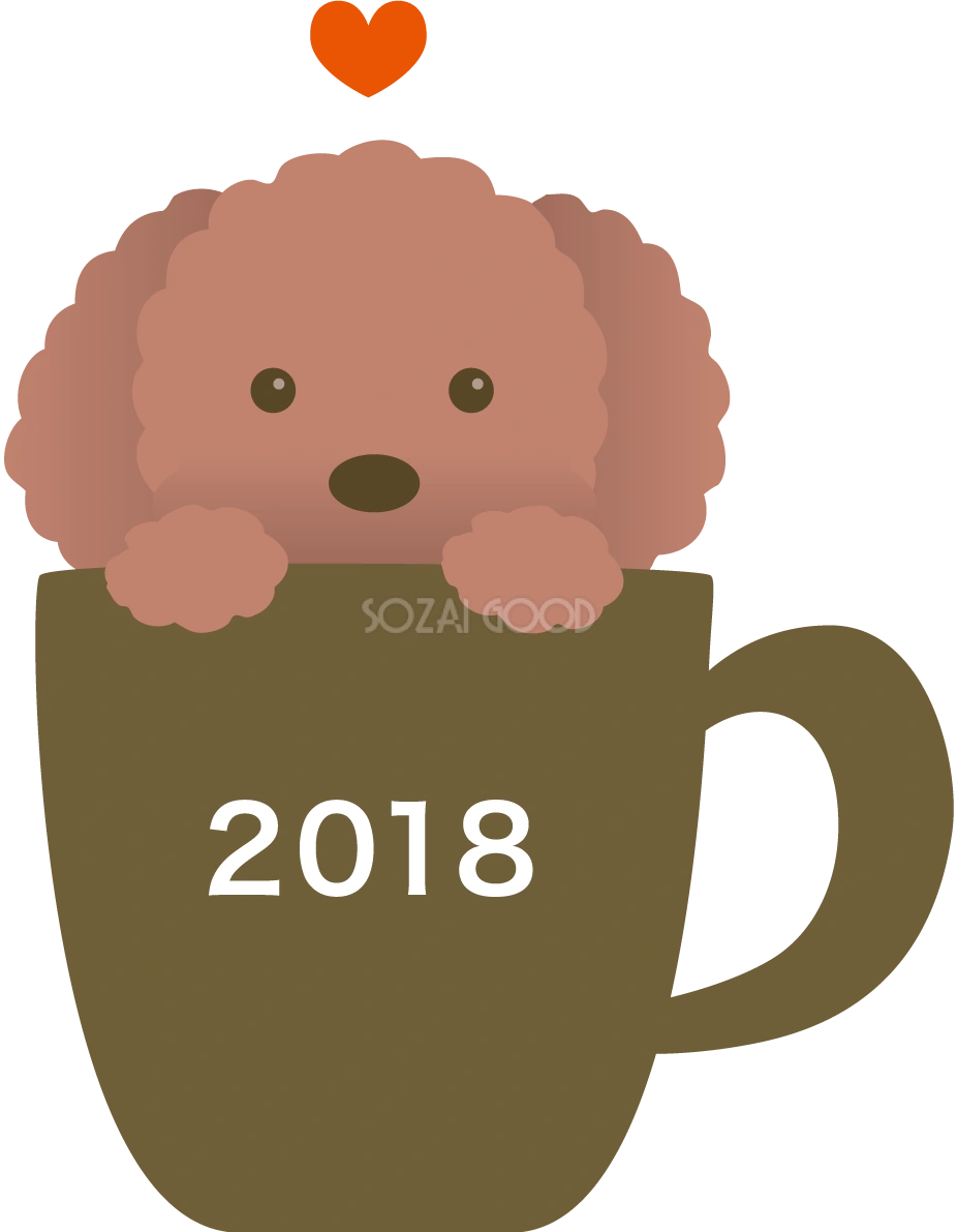 マグカップの中にトイプードルかわいい2018戌年無料イラスト81452