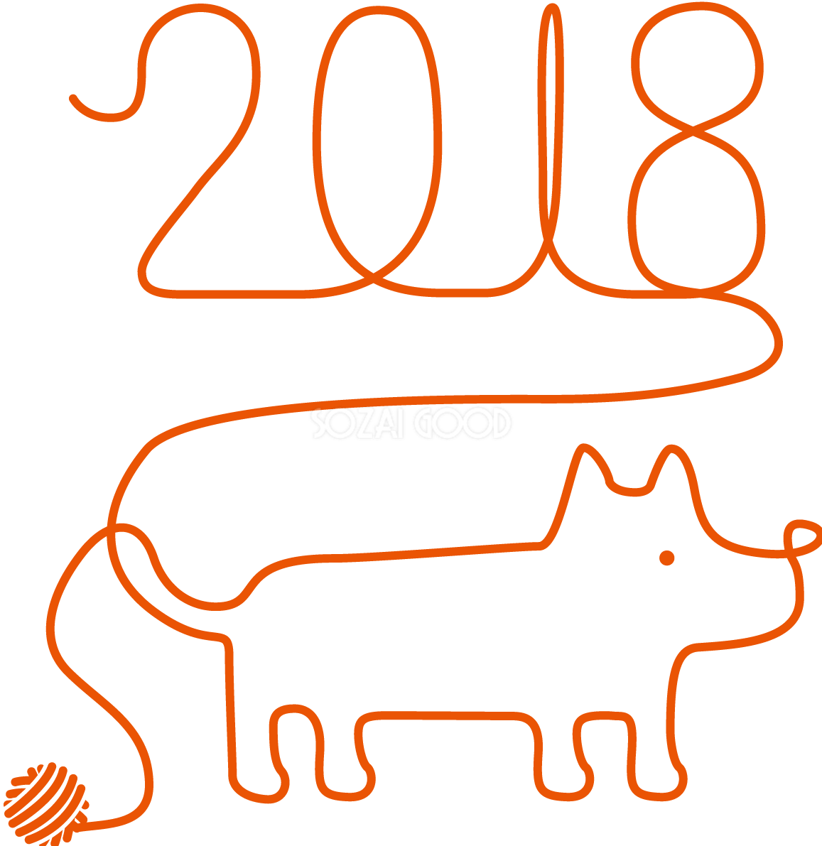 毛糸でできた2018の下に犬おしゃれ2018戌年無料イラスト81479