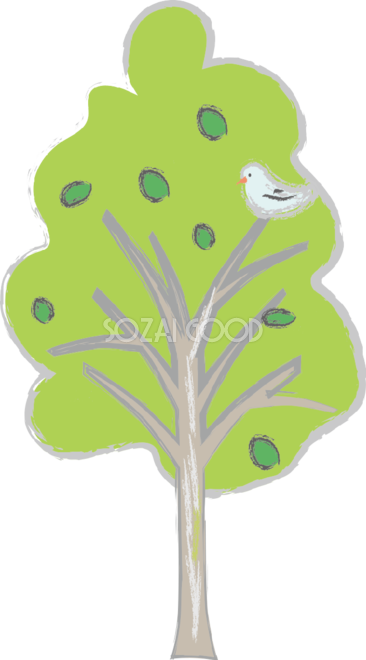 手書き風の鳥と木の無料イラスト81527 素材good
