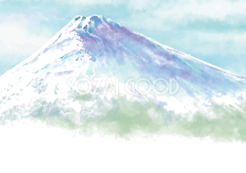 かっこいい富士山(宝永火口_水彩風)背景無料イラスト81588
