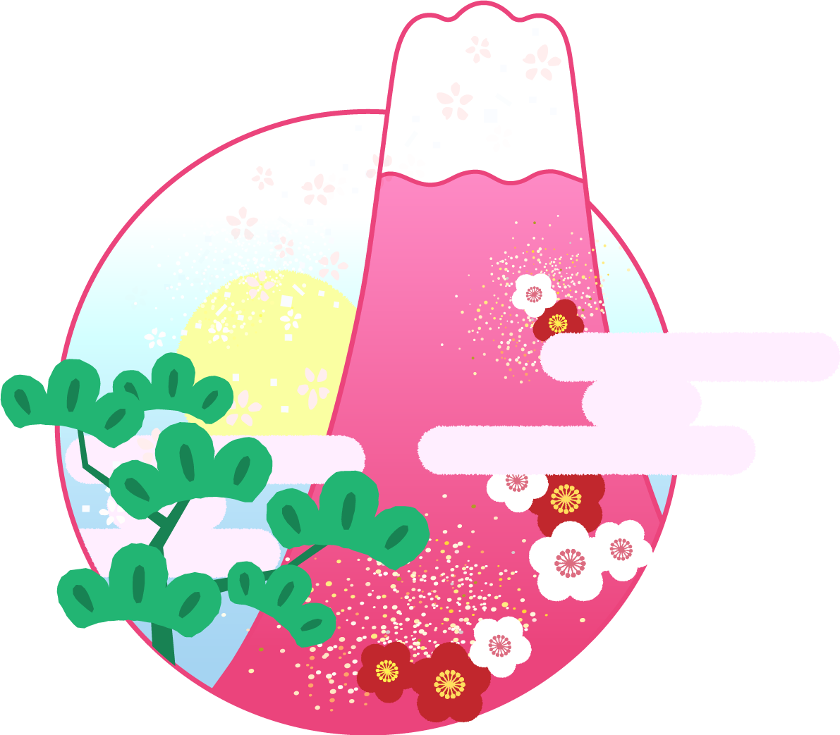 かわいい富士山(和風ピンクカラー)背景無料イラスト81597に写真・文字を入れる