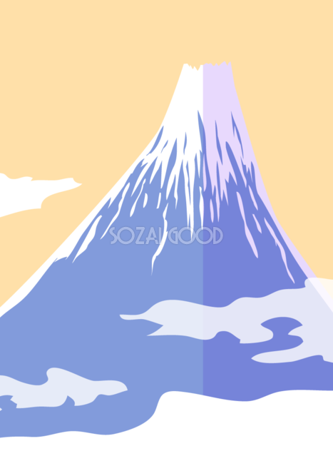 簡単シンプル 富士山(アイコン風)背景無料イラスト81601  素材Good