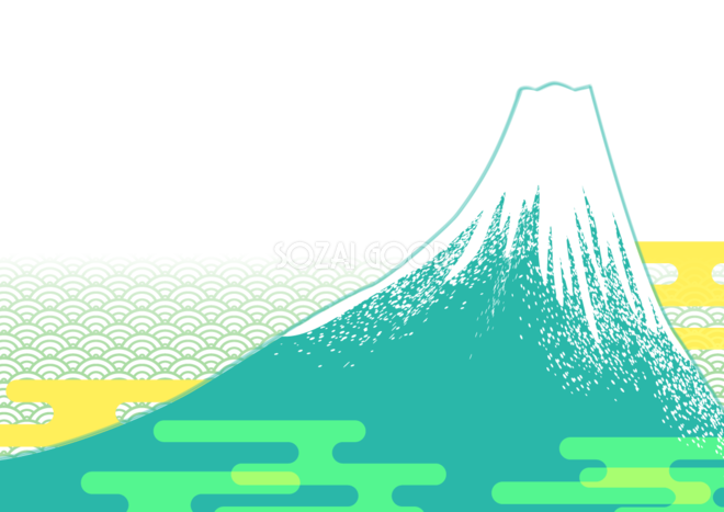 かっこいい 富士山 和柄の雲 背景無料イラスト 素材good