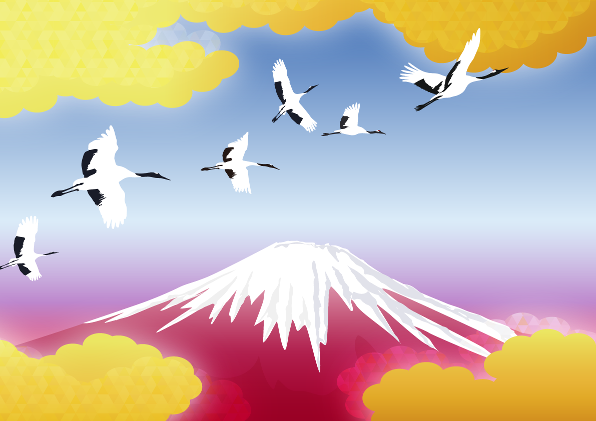 赤富士の年賀状背景無料イラスト81606に写真・文字を入れる