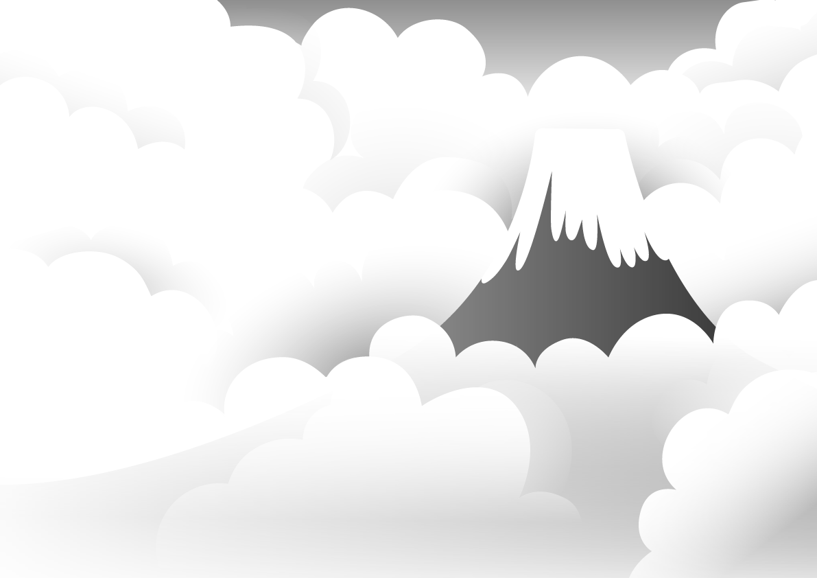 白黒 富士山(雲間)背景無料イラスト81612に写真・文字を入れる