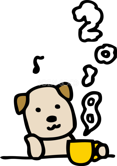 犬とマグカップから2018の湯気かわいい2018戌年無料イラスト81685 素材good