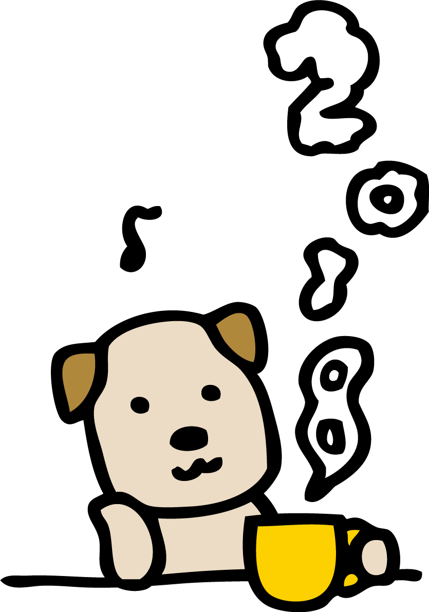 犬とマグカップから2018の湯気かわいい2018戌年無料イラスト81685に写真・文字を入れる