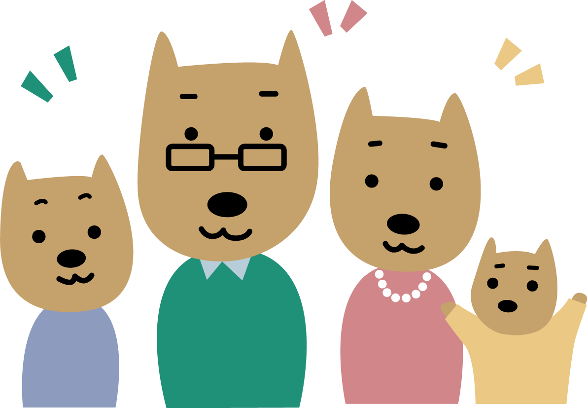 犬の4人家族かわいい2018戌年無料イラスト81686に写真・文字を入れる