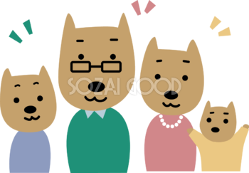 犬の4人家族かわいい2018戌年無料イラスト81686