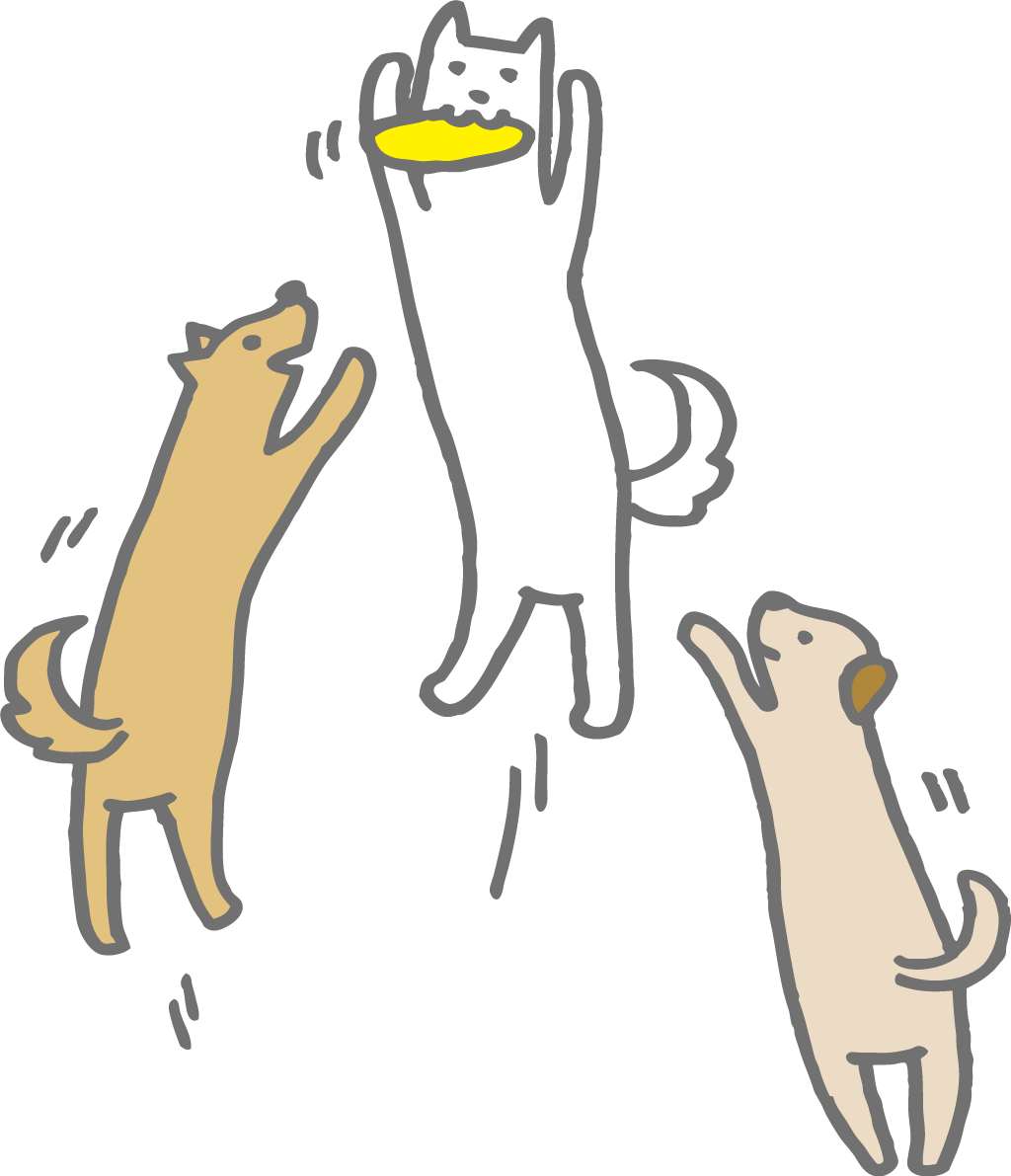 犬がフリスビーを奪い合う かわいい無料イラスト81756に写真・文字を入れる