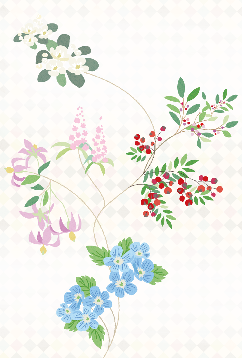 お花でアレンジした冬イメージ おしゃれ(縦)背景無料イラスト81761に写真・文字を入れる