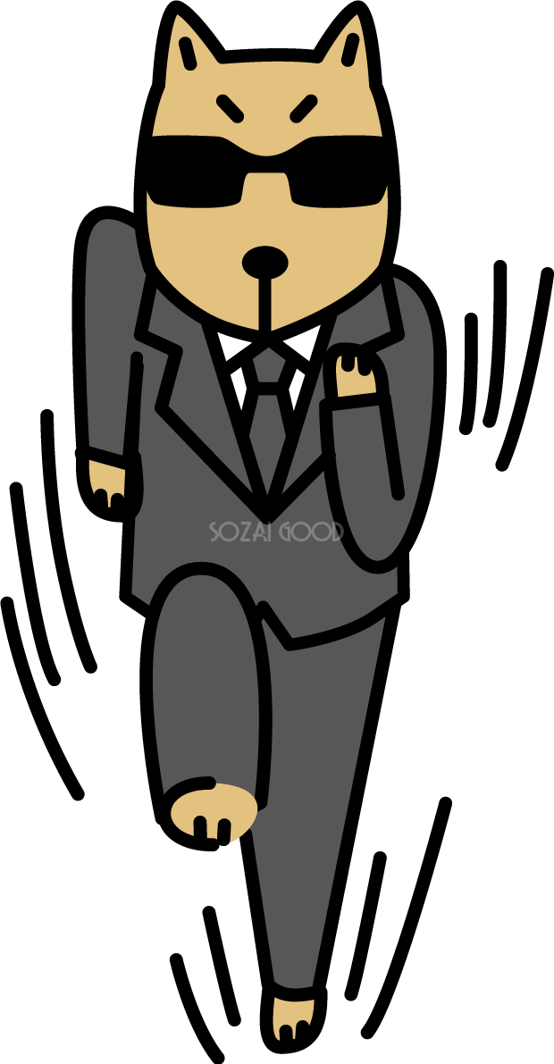 犬のサングラスとスーツ姿 かわいい無料イラスト81766